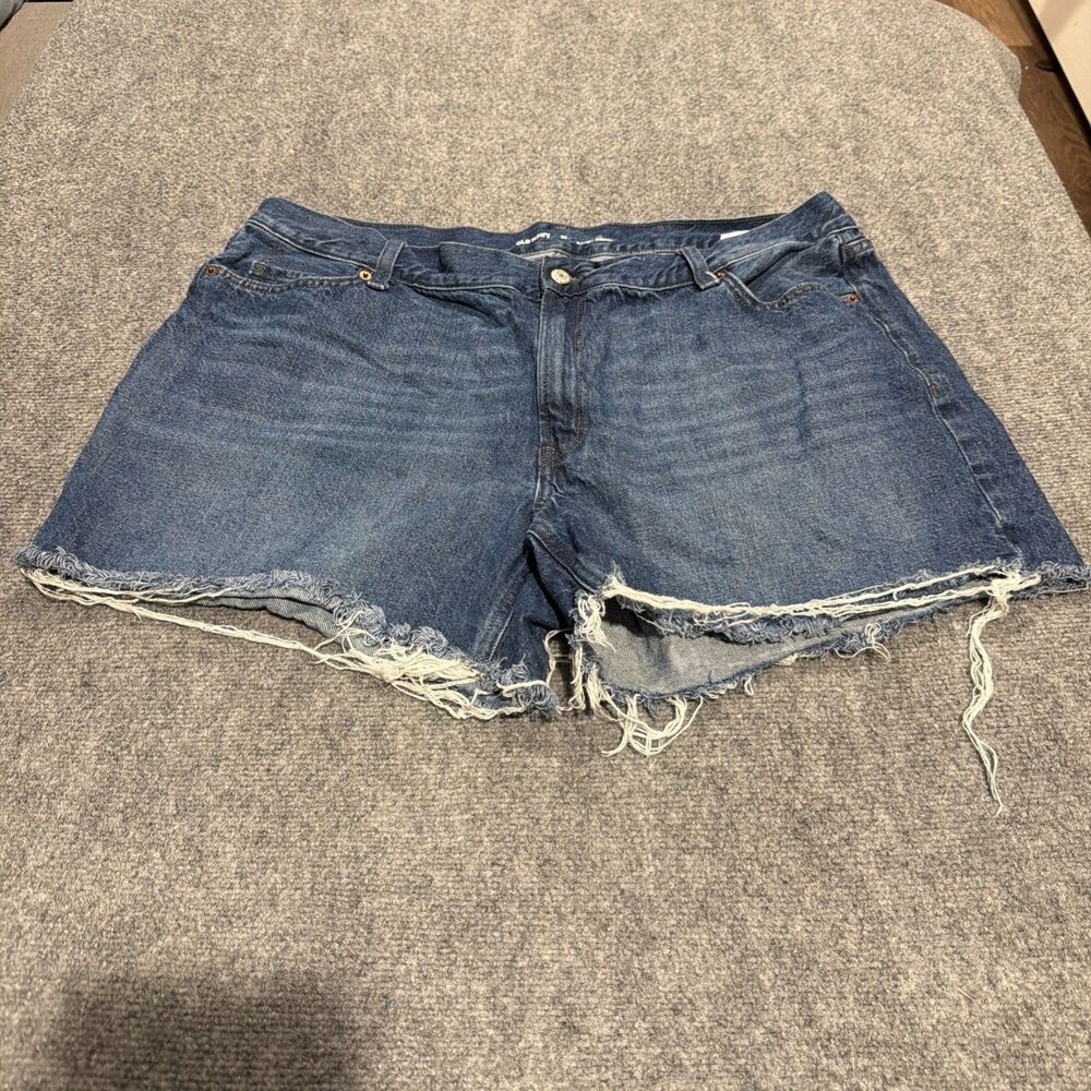 Old Navy Denim Jean Shorts Womens Size 20 Blue High Rise Slouchy Straight